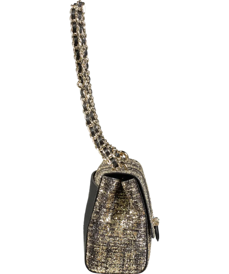 Aspinal Of London Black / Gold Glitter Tweed Large Lottie Bag