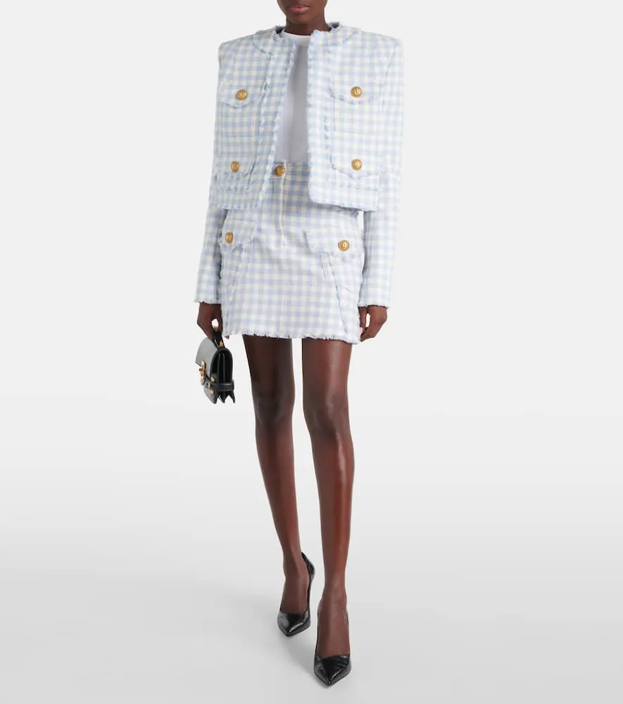 Balmain Checked cotton-blend tweed jacket