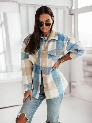 Blue Zone Planet |  Color Plaid Shirt Brushed Wool Jacket