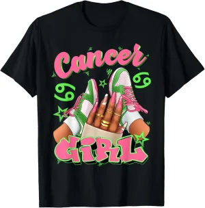 Cancer Girl Birthday Queen Sneakers Astrology Zodiac T-Shirt