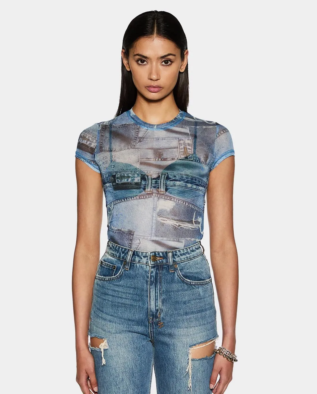 Ksubi - Women’s Studio Mesh T-Shirt - Denim