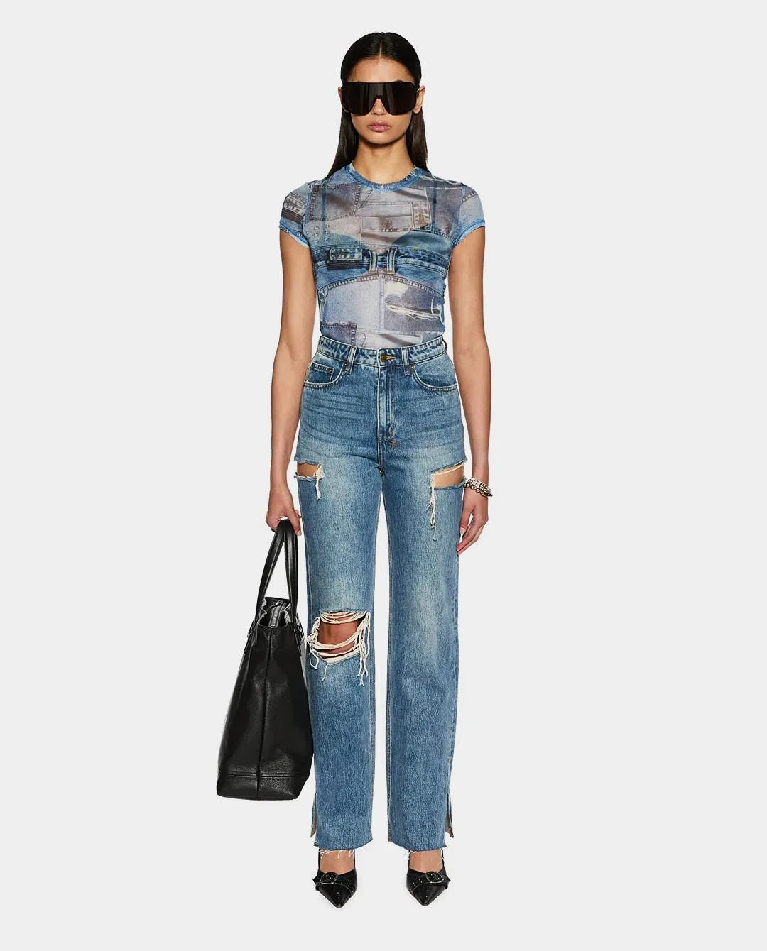Ksubi - Women’s Studio Mesh T-Shirt - Denim