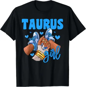 Taurus Girl Sneakers Astrology Zodiac Sign Black Women T-Shirt